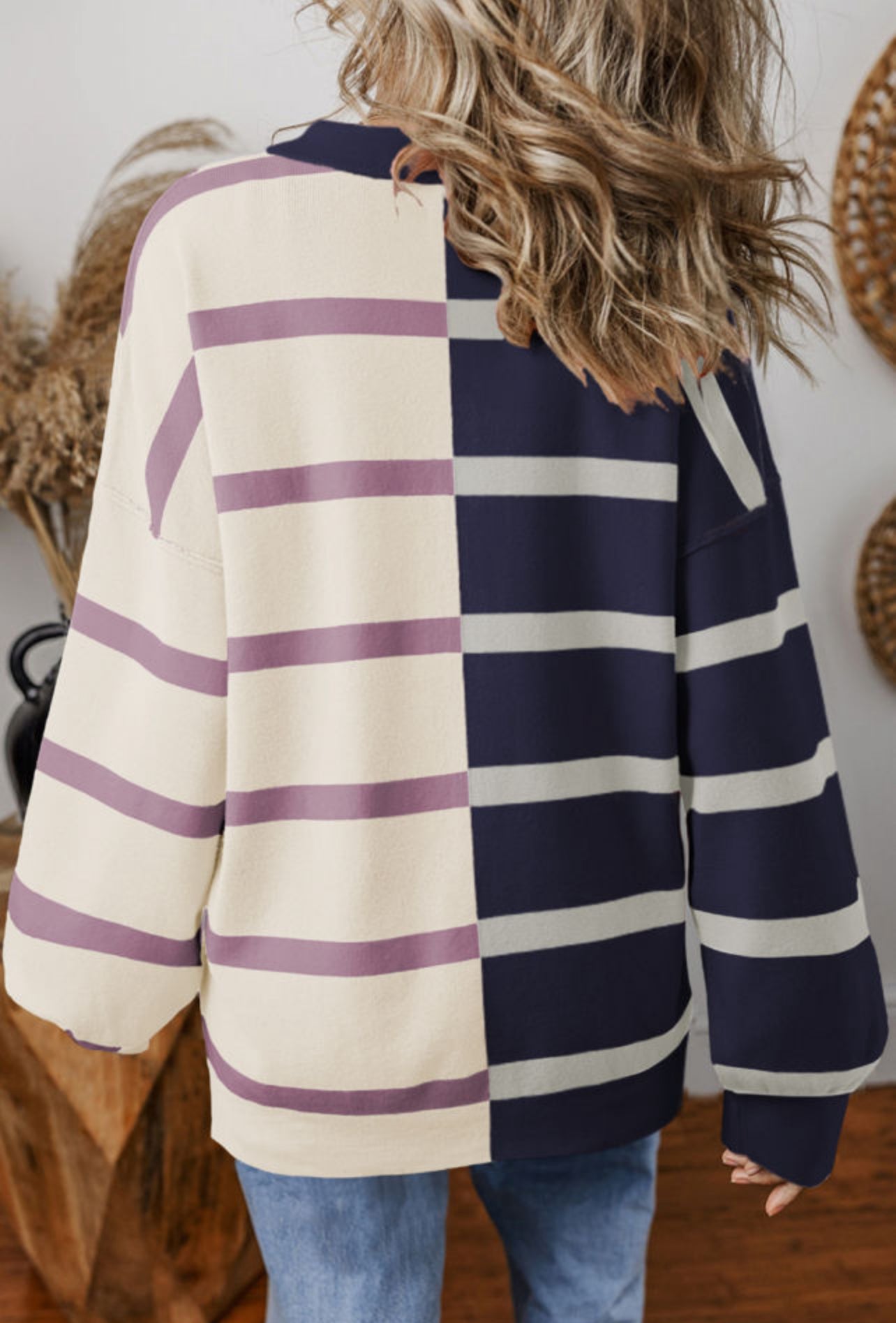 Oversized Color Block Pullover