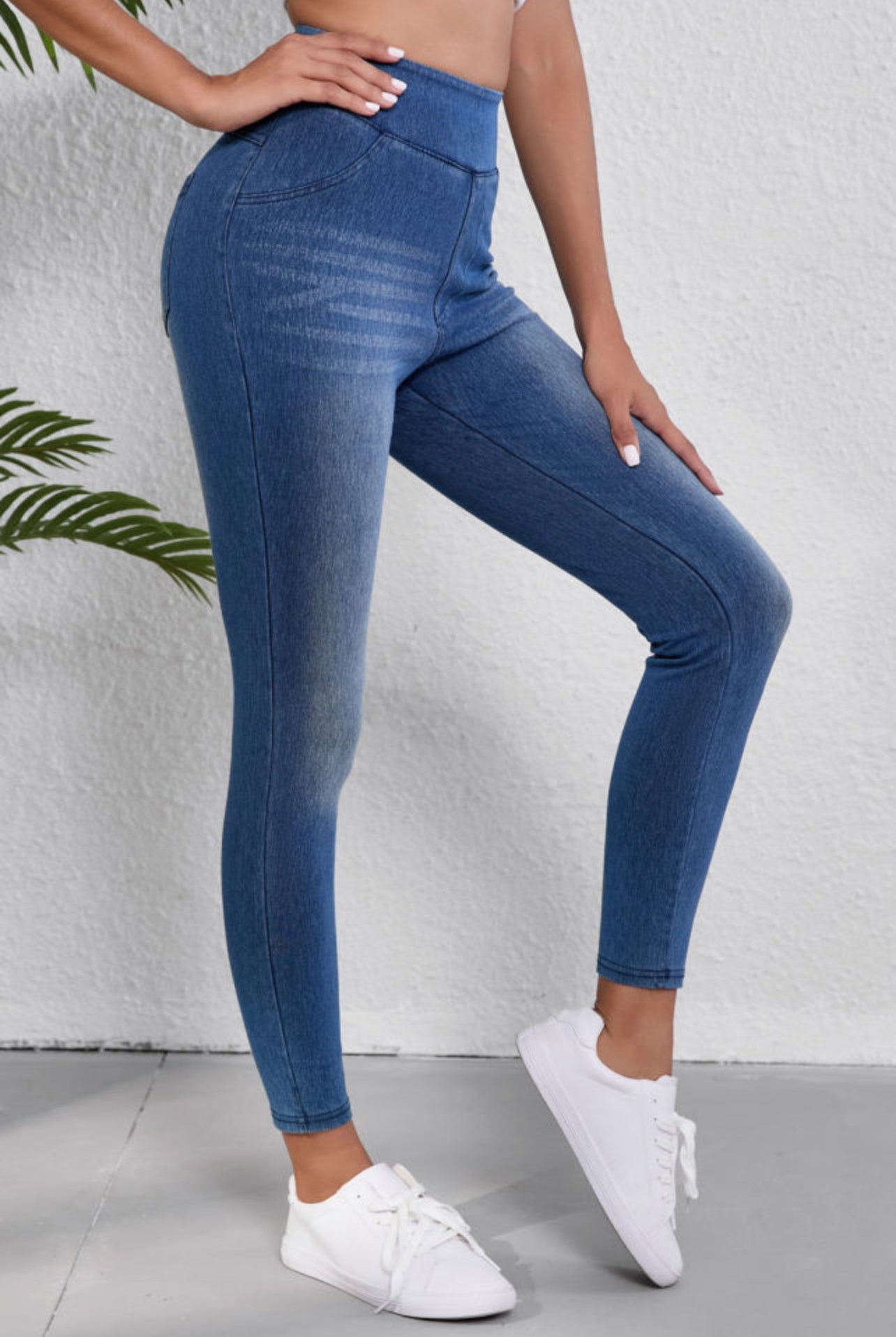 Skinny Elastic Waste Denim Pants