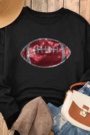 Red Rhinestone Football Sweatshirt