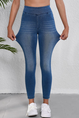 Skinny Elastic Waste Denim Pants