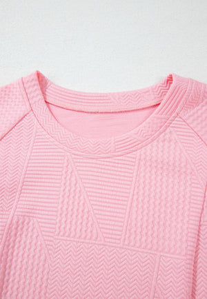 Pearl Sleeve Pink Textured Set