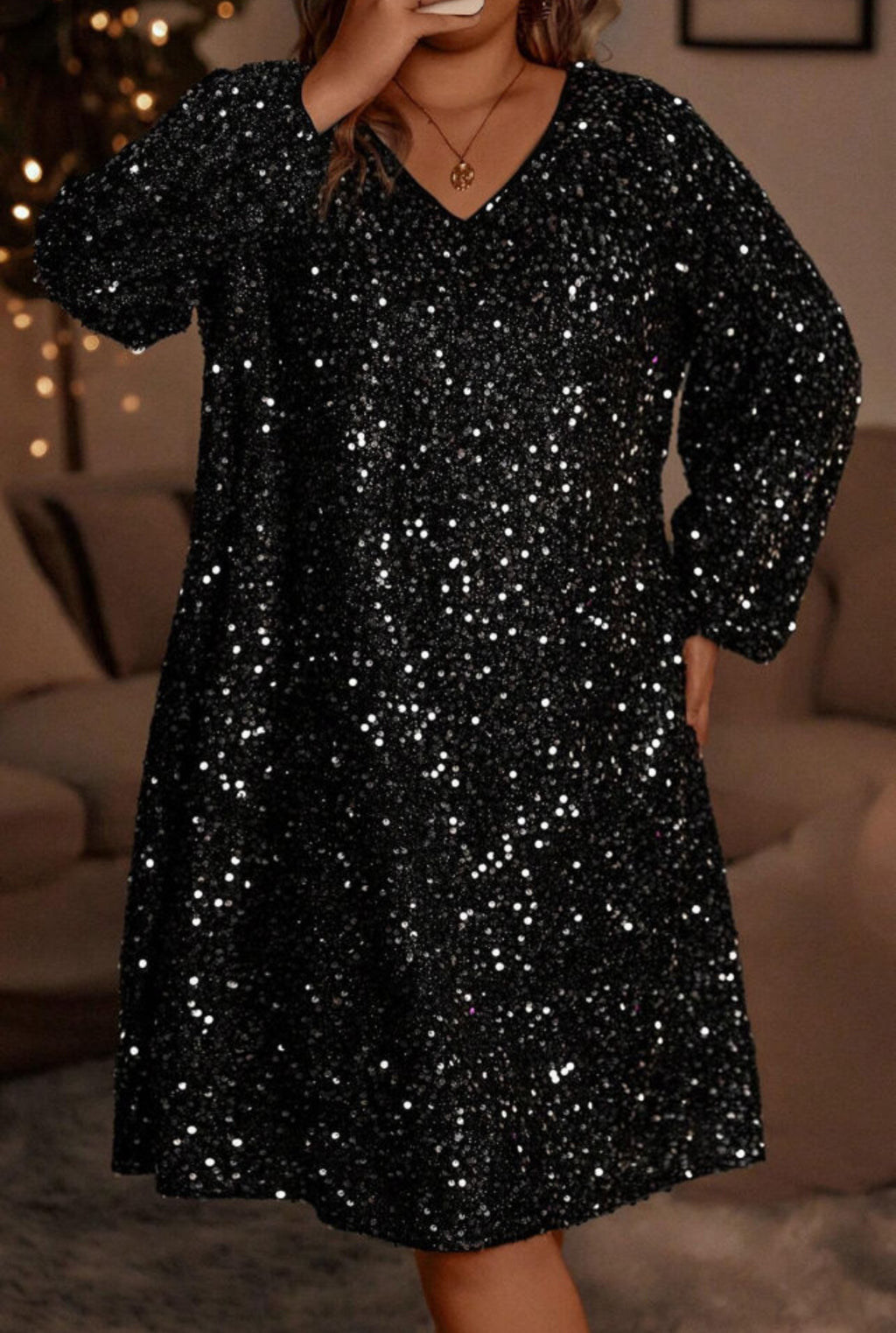 Sequin Bubble Sleeve Dress