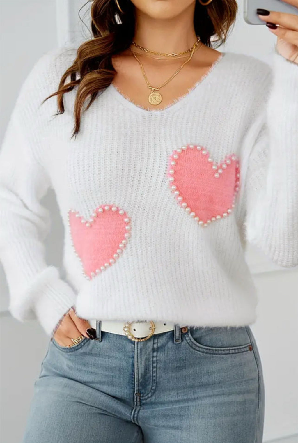 Beaded Heart Sweater