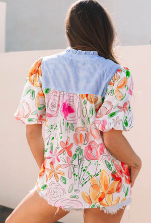 Floral Tassle Top