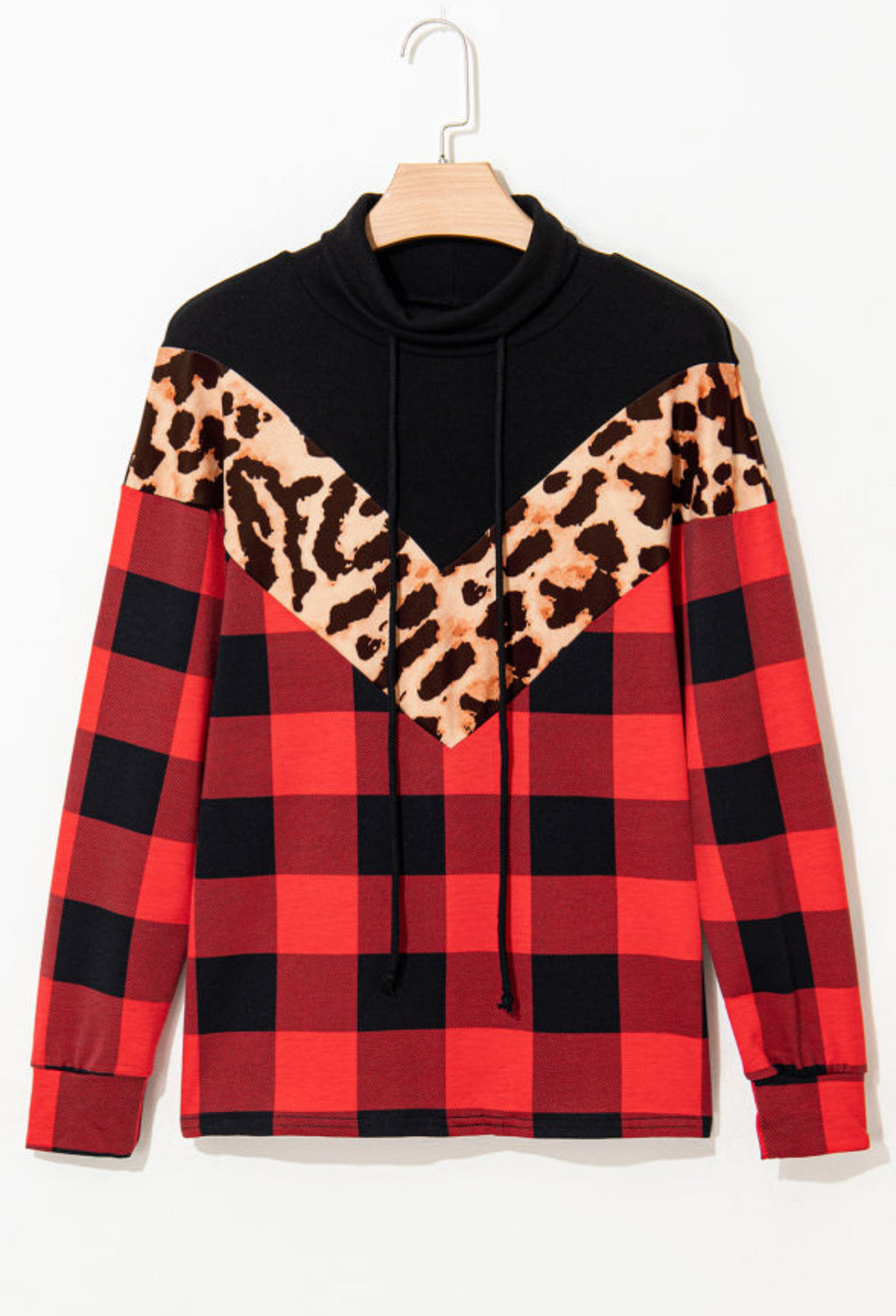 Mixed Print Turtle Neck Pullover