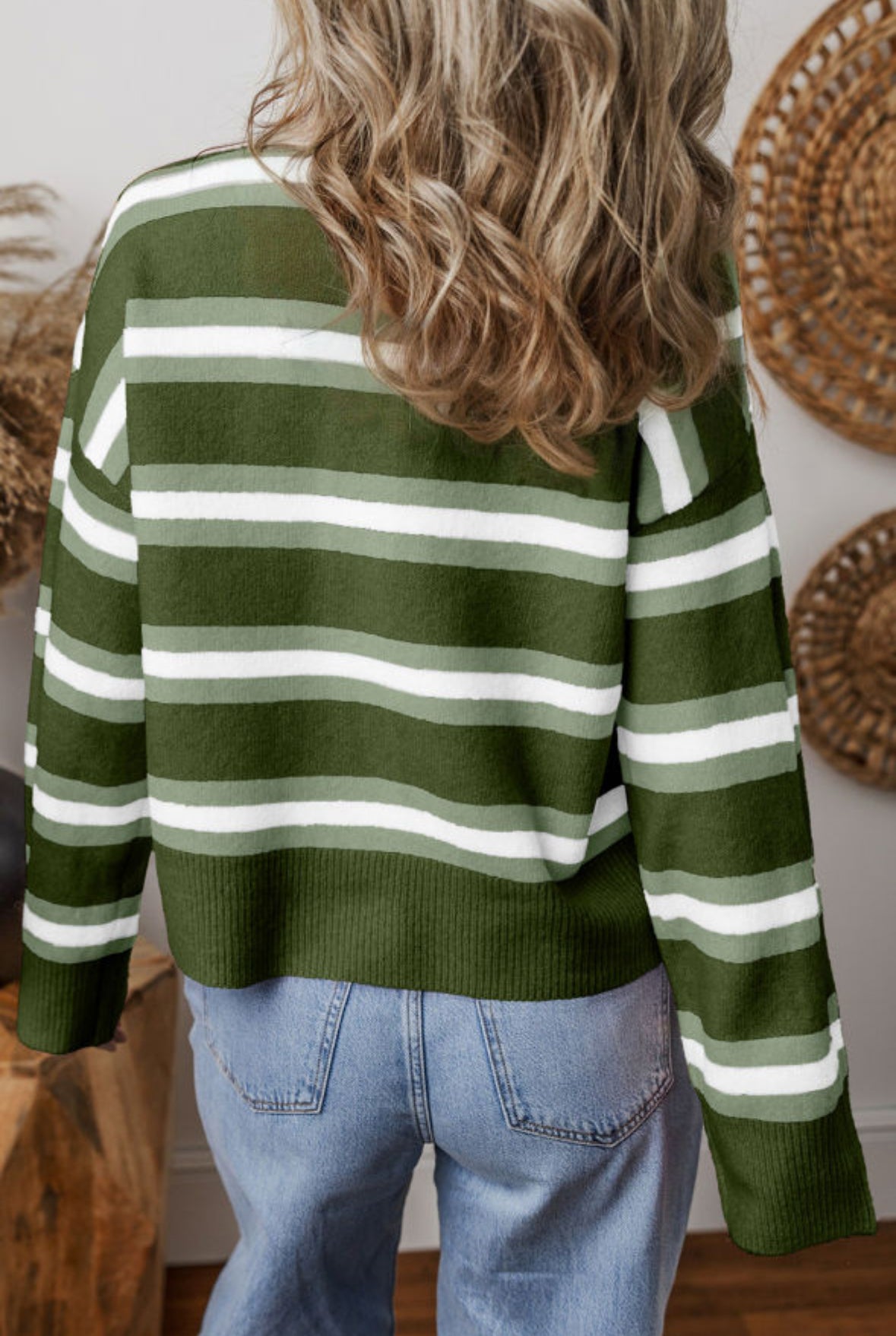 Green Striped Cardigan