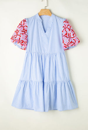 Blue Puff Sleeve Dress