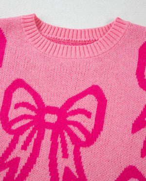 Pink Bow Pattern Sweater