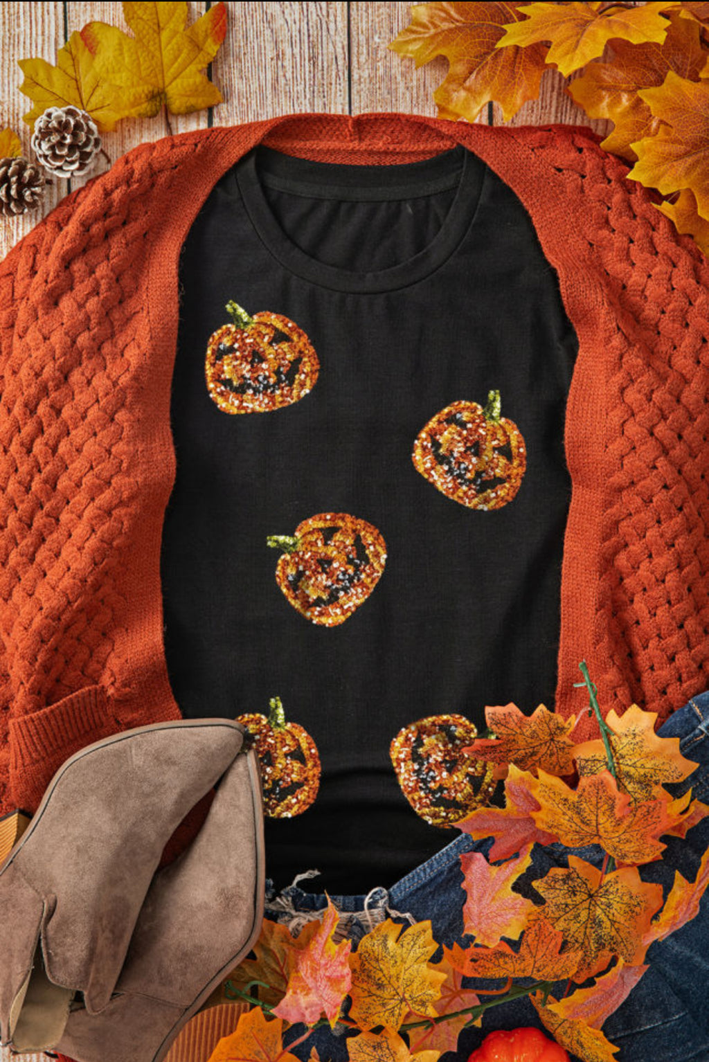 Sequin Jack O Lantern Tshirt
