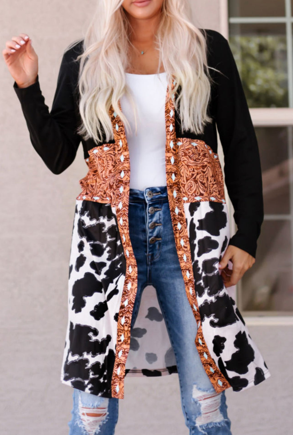 Cow Print Cardigan