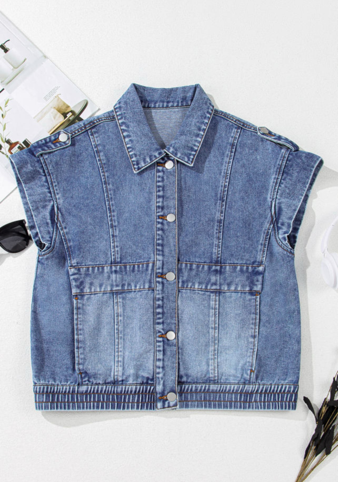Cropped Denim Vest