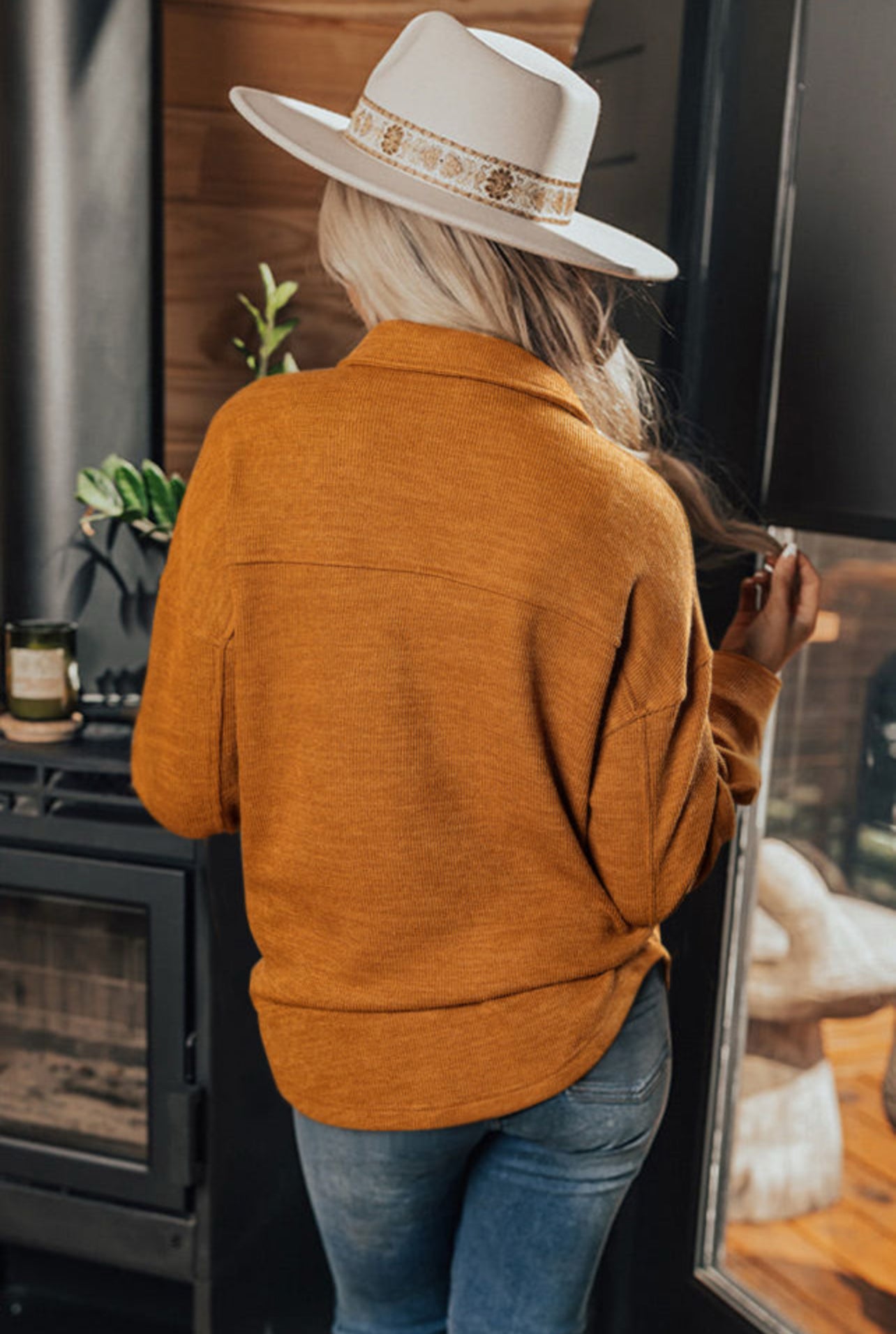 Knit Flap Pocket Button Down Shirt