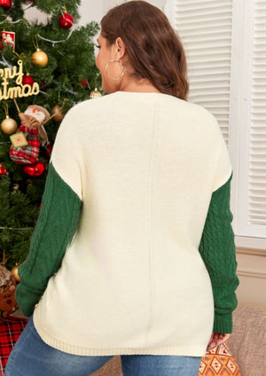 Green Color Block Knit Sweater