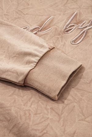 Mineral Washed Saved By Grace Embroidered Pullover
