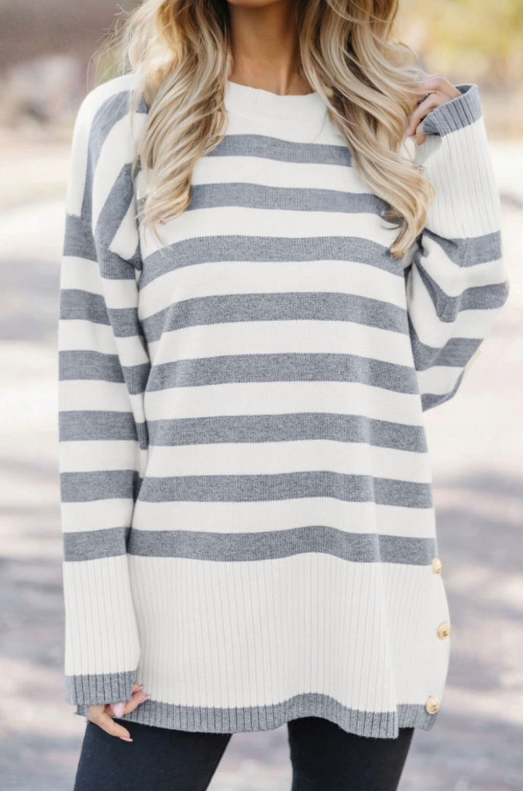 Grey Striped Sweater