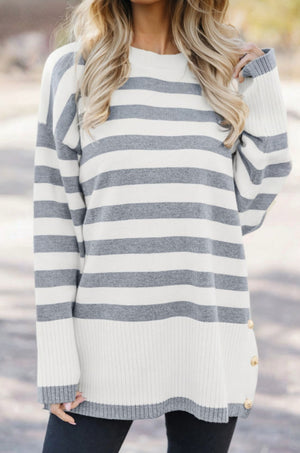 Grey Striped Sweater
