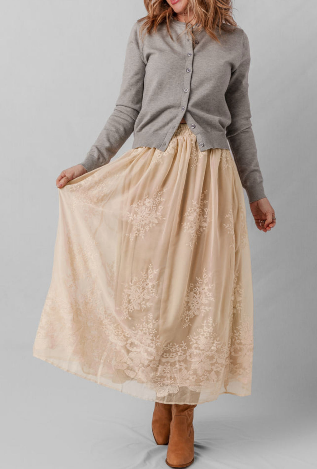 Oatmeal Lace Overlay