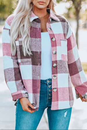 Pink and White Plaid Shacket