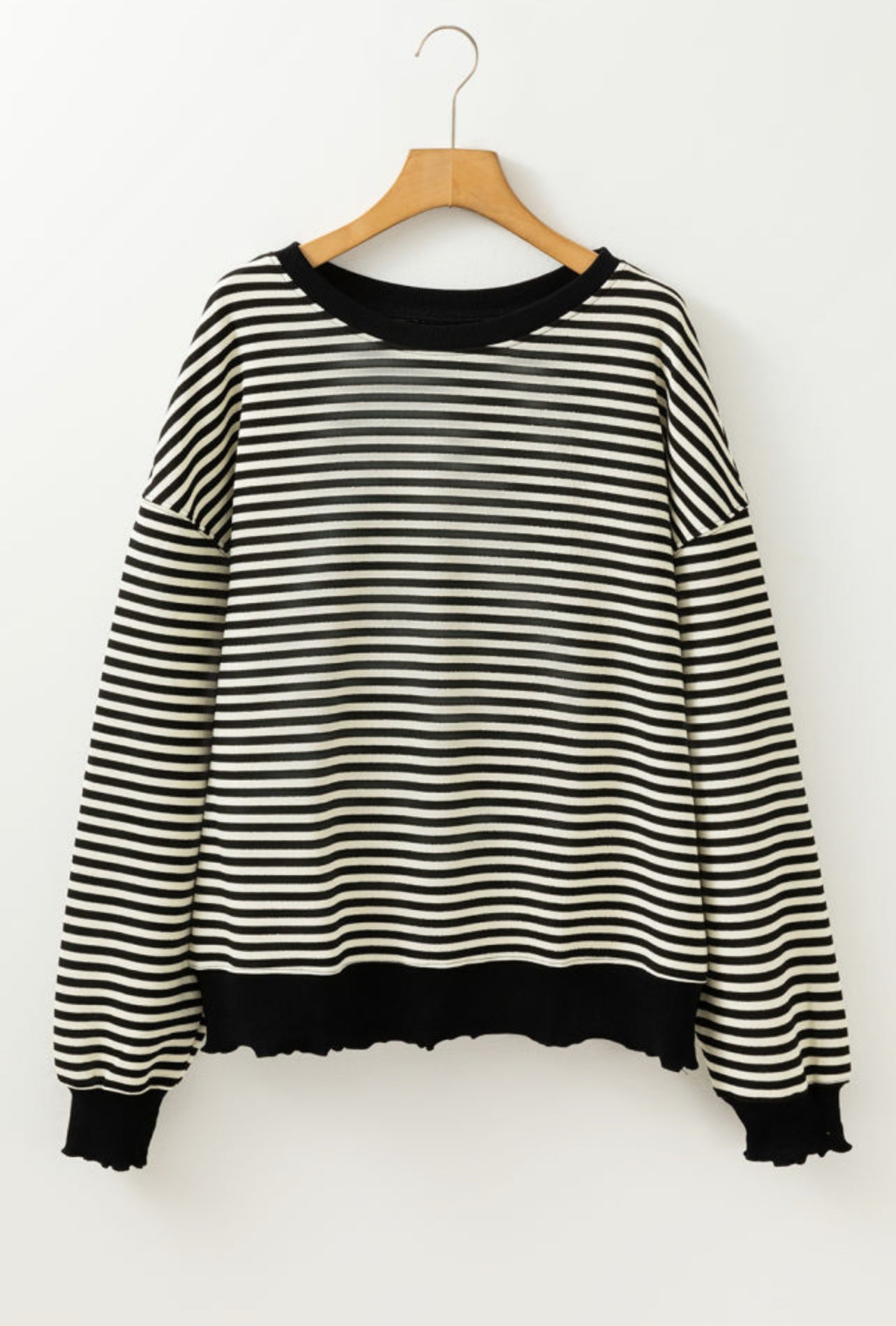 Black stripe drop shoulder long sleeve top