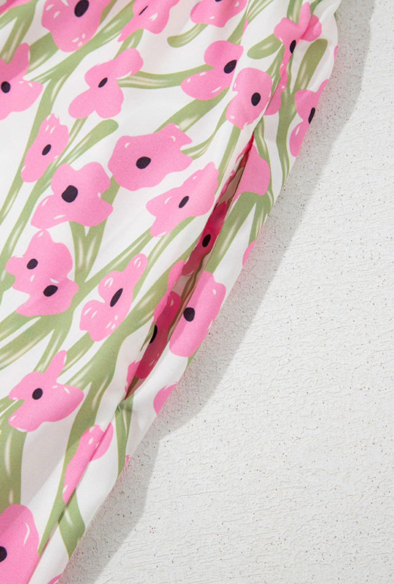 Pink Floral Square Neck Maxi