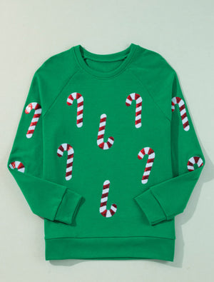 Sequin Candy Cane Pullover