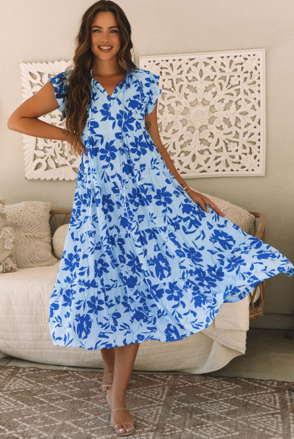 Sky Blue Floral Dress