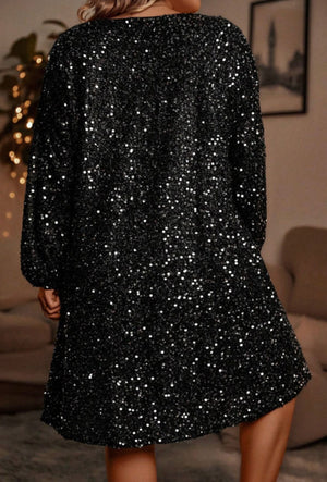 Sequin Bubble Sleeve Dress