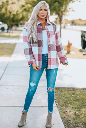 Pink and White Plaid Shacket