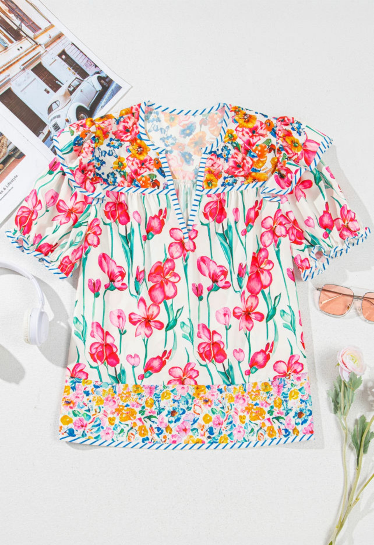 Floral Vneck Top