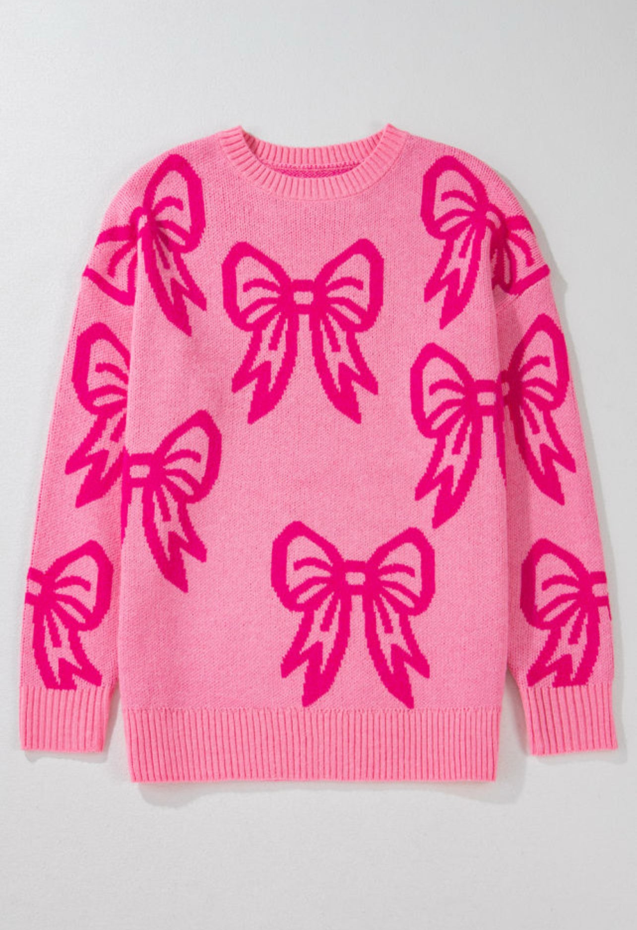 Pink Bow Pattern Sweater