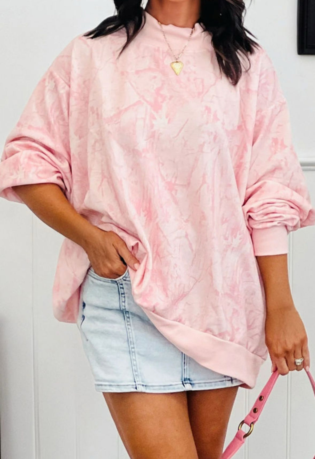 Oversized Pink Camouflage Pullover
