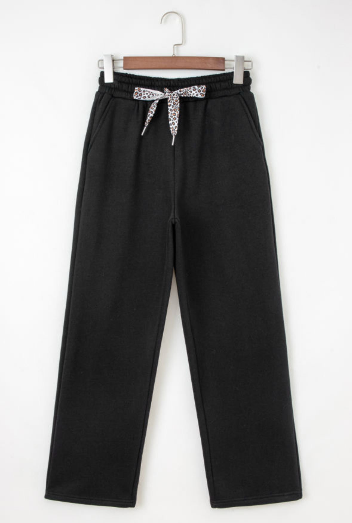 Fleece Lined Leopard Drawstring Pant