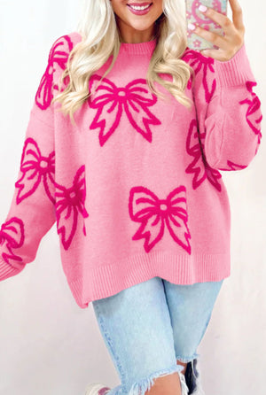 Pink Bow Pattern Sweater