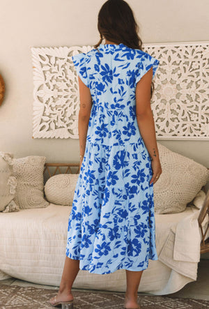 Sky Blue Floral Dress