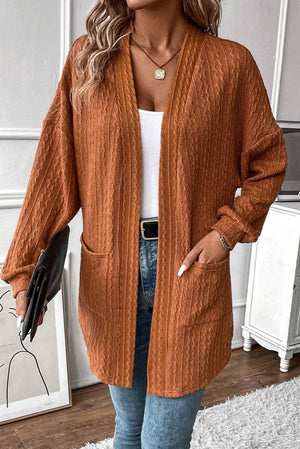 Chestnut Open Front Cardigan