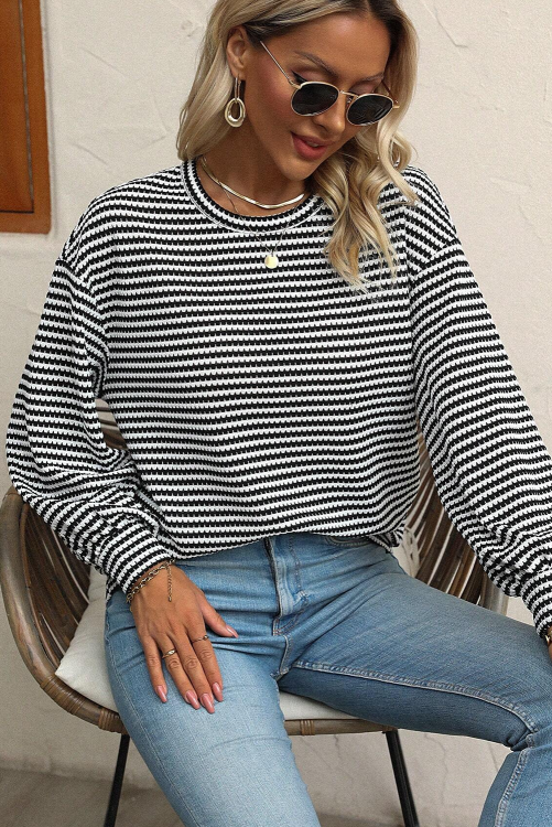 Black and White Striped Blouse