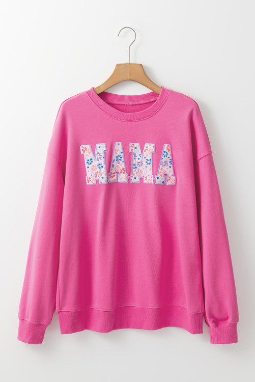 Mama Faux Embroidered Pullover