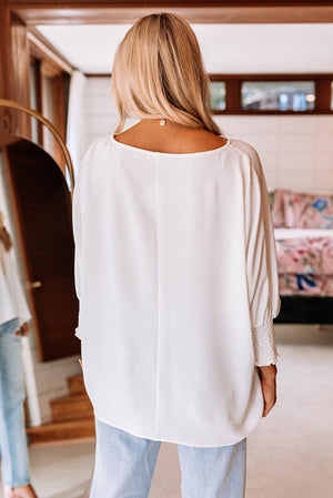 White Smocked Sleeve Blouse