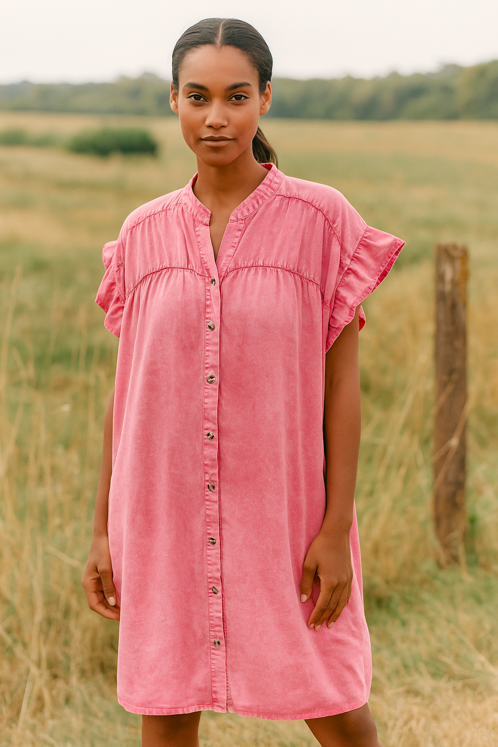 Pink Denim Dress