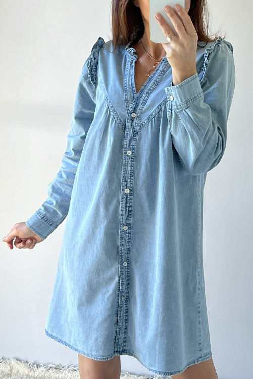 Chambray Button Dress