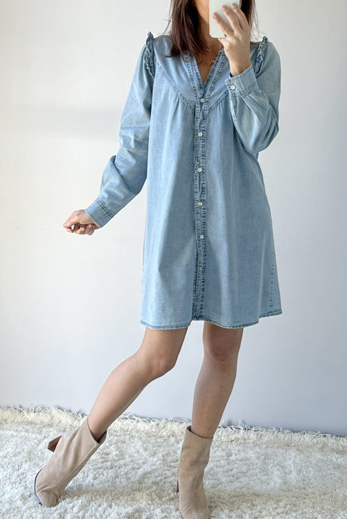 Chambray Button Dress